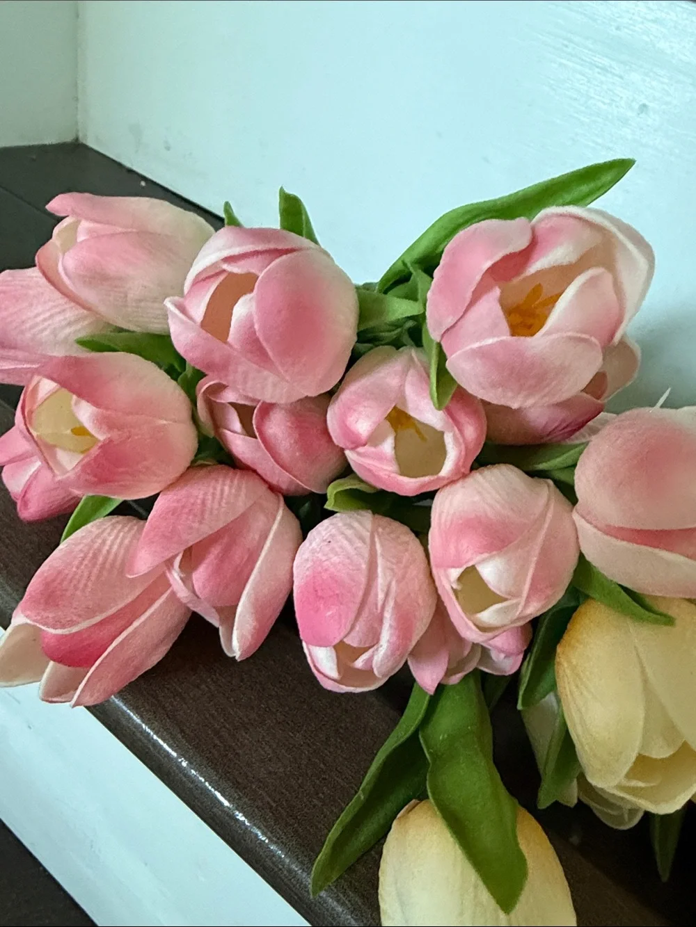 40 Artificial Tulips - Pink, White & Cream Home Accent